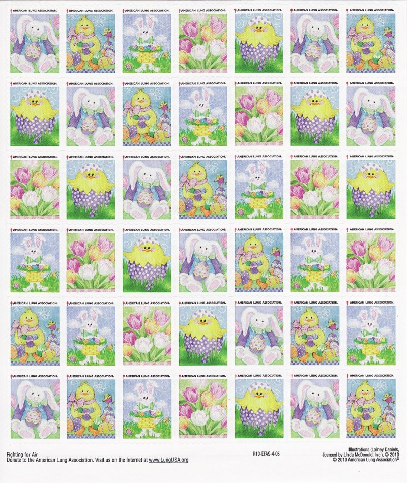 110-ST1x1, 2010 Test Design U.S. Spring Charity Seals Sheet, R10-EFAS-4-05