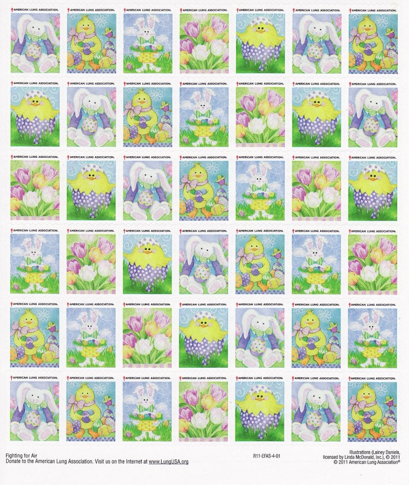 111-S1x1, 2011 ALA National Design U.S. Spring Charity Seals Sheet R11-EFAS-4-01