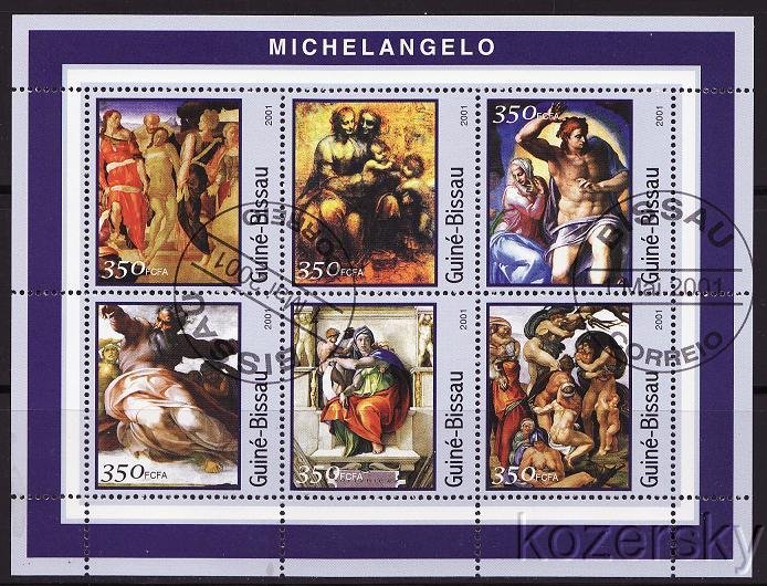 Guinea-Bissau 1678-83, Michelangelo Paintings, Art, Sheet/6, NH