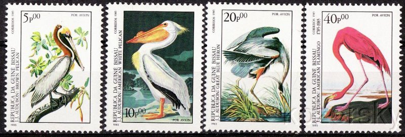 Guinea-Bissau C50-3, Audubon Bicentennial, Birds, MNH