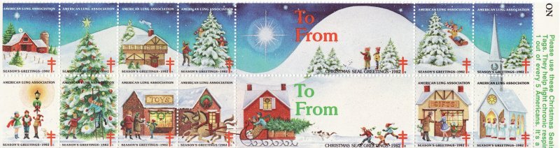   82-T4, 1982 U.S. Test Design Christmas Seals Block, As Required, Perf 12