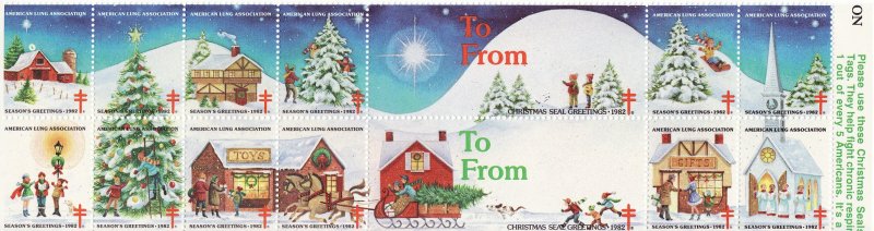   82-T4, 1982 U.S. Test Design Christmas Seals Block, As Required, Perf 12