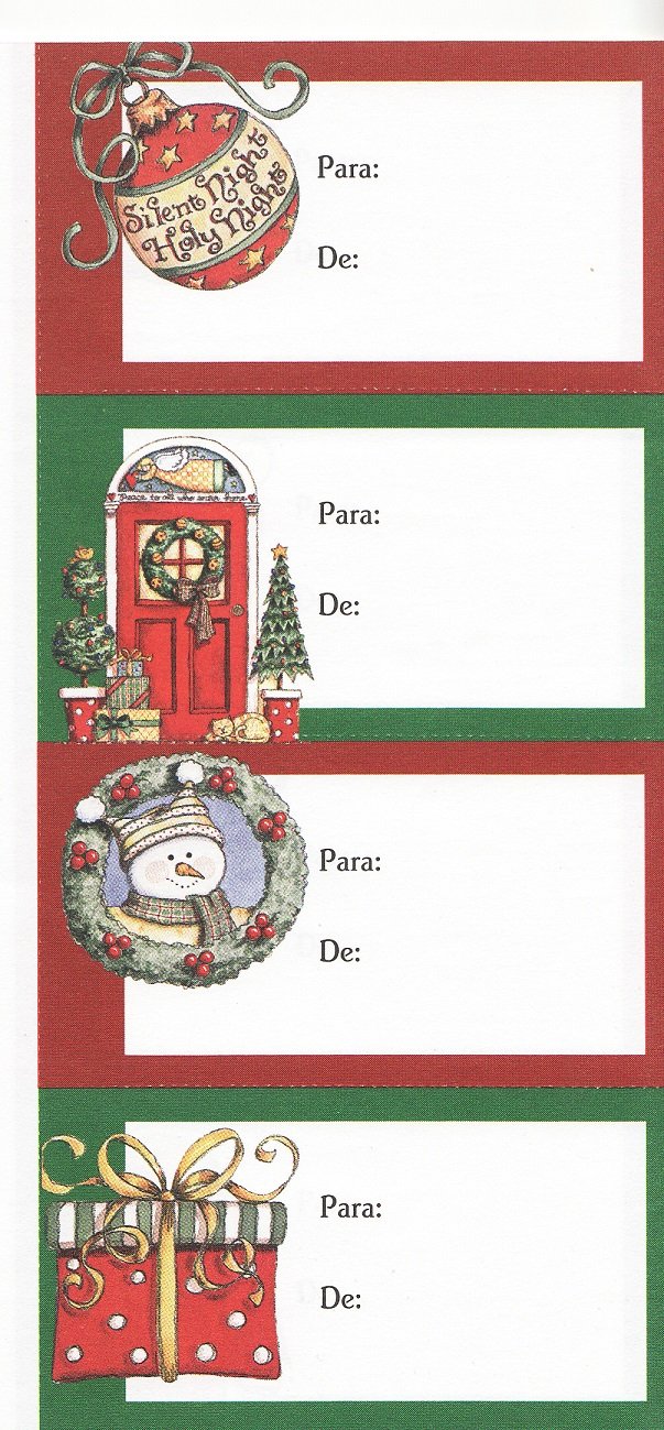 2007-1.9x2, 2007 ALA Spanish Text Christmas Seal Designs Gift Tag Pane