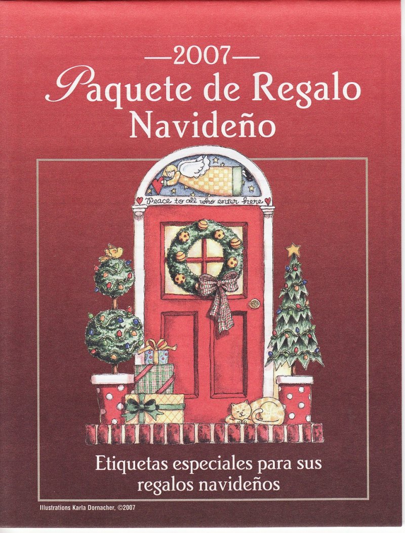 2007-1.9x1a, 2007 ALA Spanish Text Christmas Seal Designs Gift Tag Booklet B4025