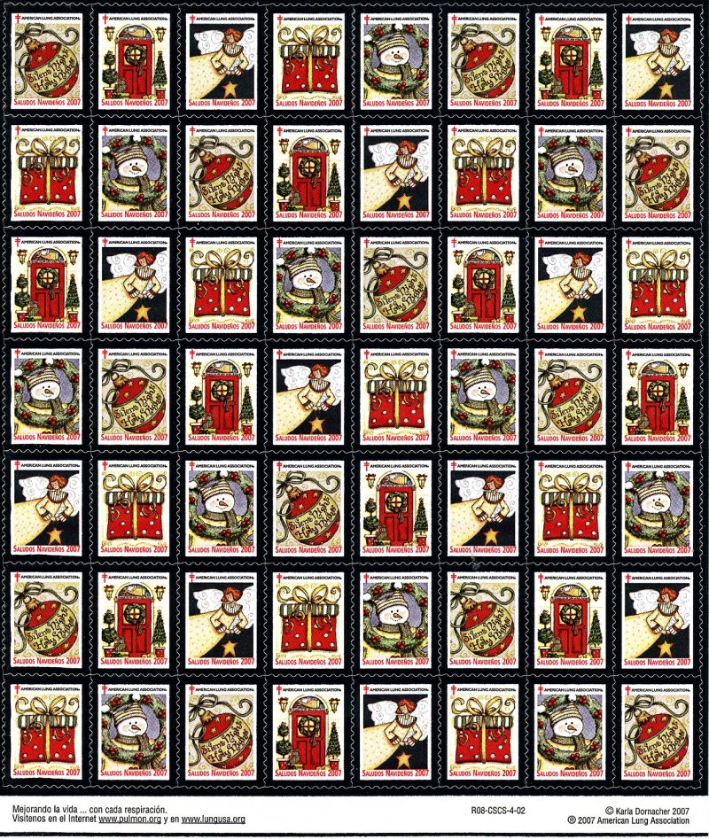   2007-1.1x1, 2007 Spanish U.S. National Christmas Seals Sheet, R08-CSCS-4-02