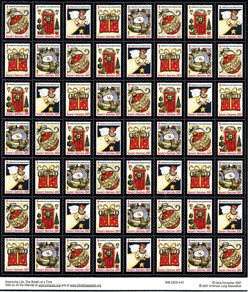    2007-1x1, 2007 U.S. National Christmas Seals Sheet, R08-CSCS-4-01