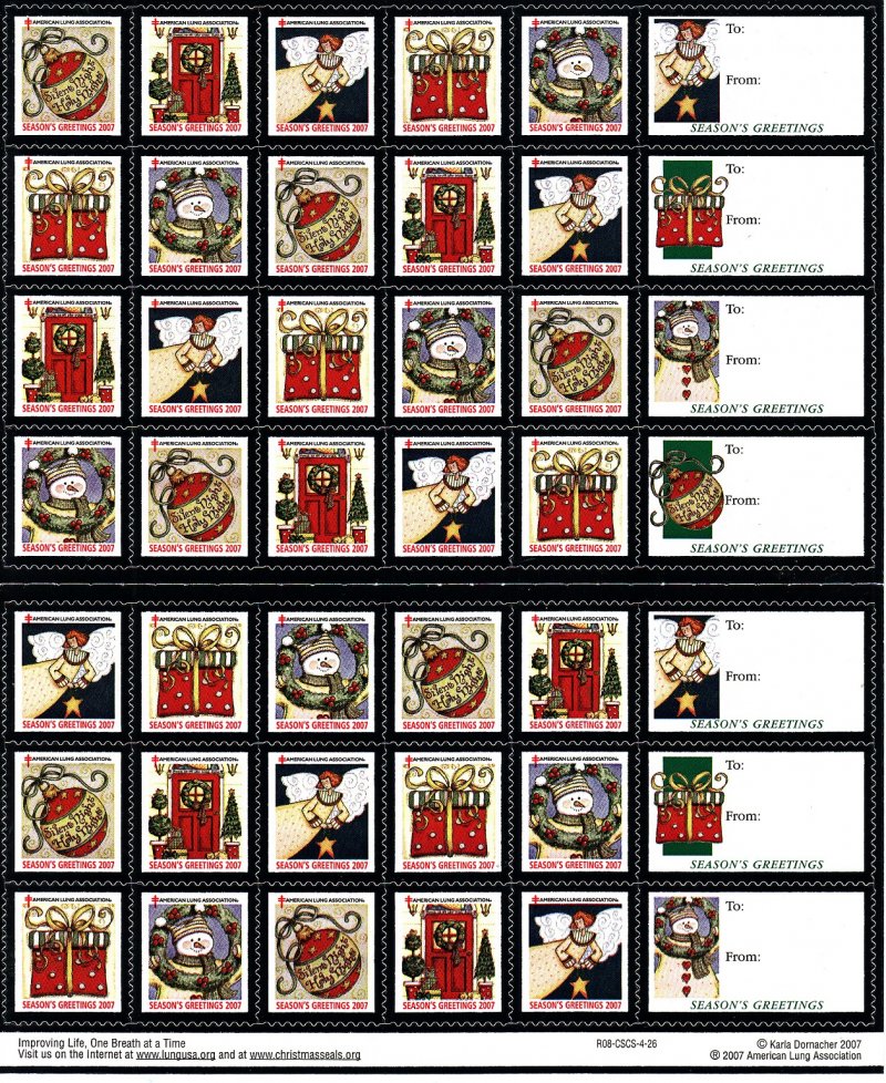   2007-1x4, 2007 U.S. National Christmas Seals Sheet, R08-CSCS-4-26