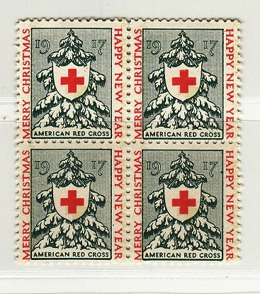 1917-1.6, WX19a, 1917 U.S. National Christmas Seals, Plate A, block/4, VF, MNH