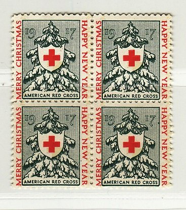 1917-1.6, WX19a, 1917 U.S. National Christmas Seals, Plate A, block/4, VF, MNH