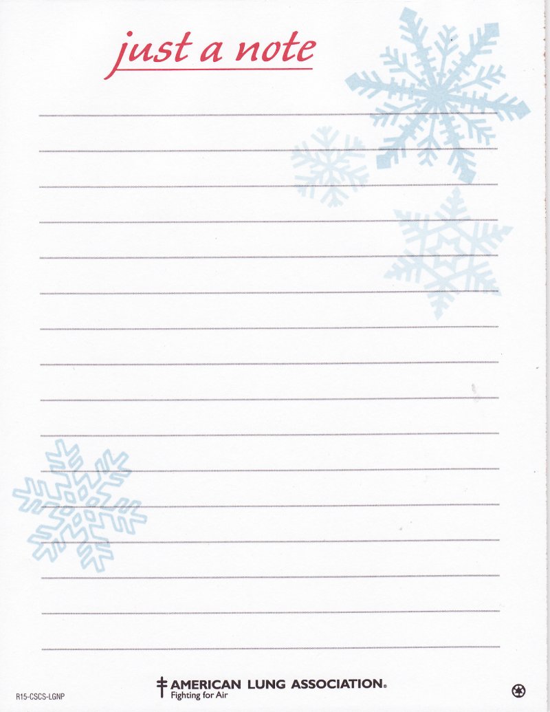 NP114-1, 2014 ALA U.S. Christmas Seals Snowflake Themed Notepad, R15-CSCS-LGNP