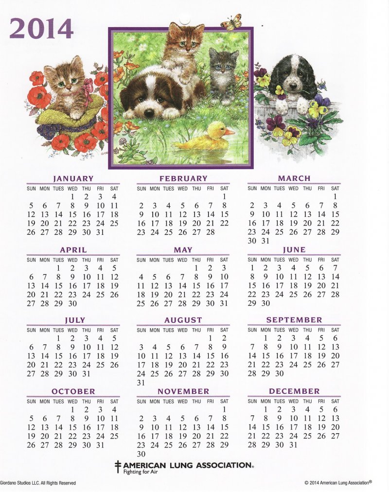 CL114-S2, 2014 U.S. Spring Charity Seals Themed Calendar, R14-Cal-09