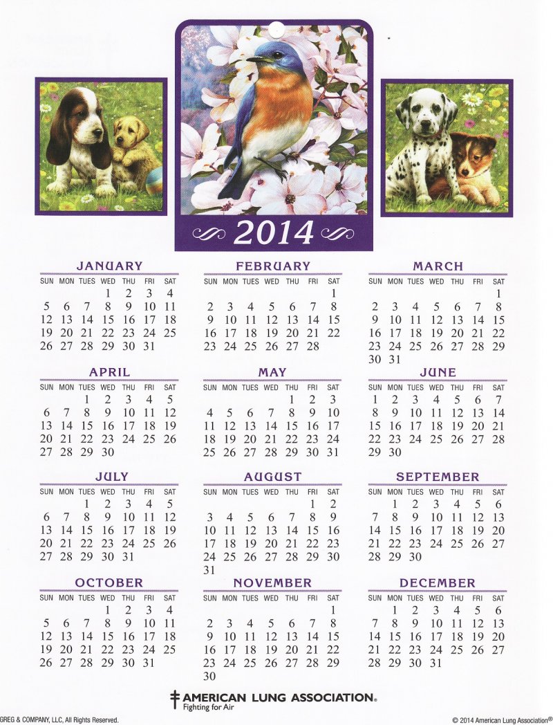 CL114-S3, 2014 U.S. Spring Charity Seals Themed Calendar, R14-Cal-10