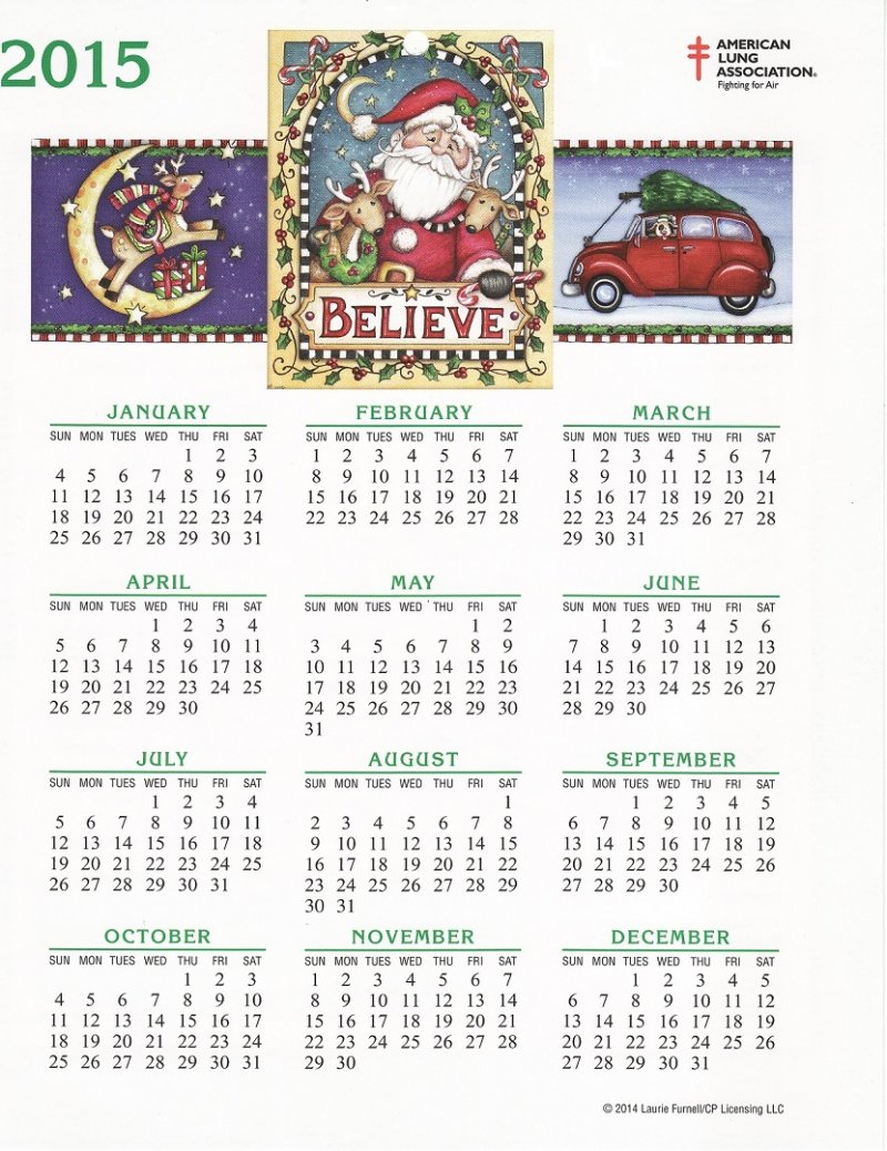 CL114-T5, 2015 U.S. Christmas Seals Themed Calendar, CalFur-09