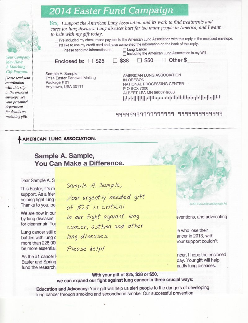 114-1.1S ALA Easter Fund Raising Letter