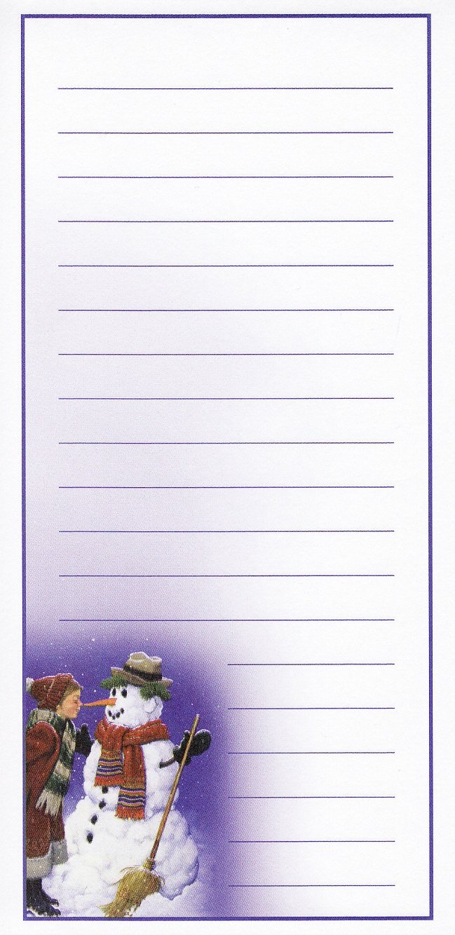 NP114-1x6, 2014 ALA U.S. Christmas Seals Snowman Themed Narrow Notepad 