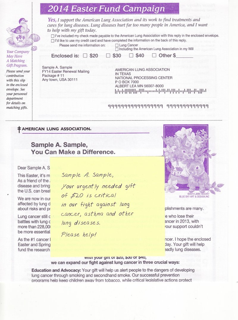 ACL114-T3, ALA Annual Easter Fund Letter