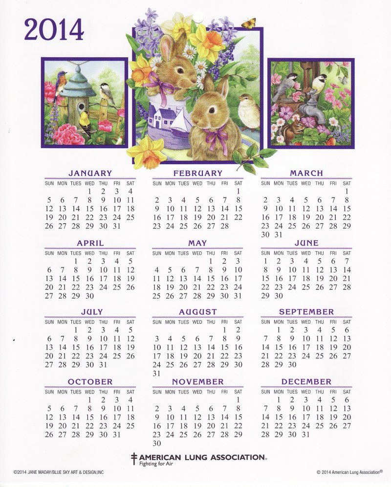 CL114-ST3, 2014 ALA Spring Seal Calendar
