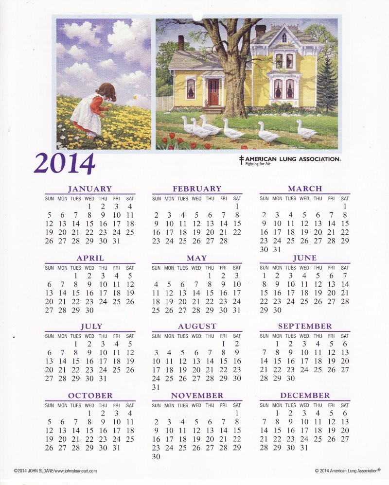 CL114-ST4, 2014 U.S. Test Design Spring Charity Seals Themed Calendar, R14-Cal-12