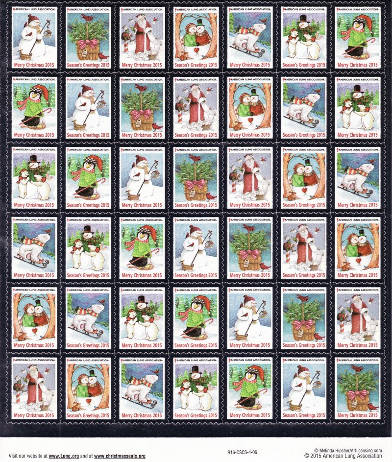  115-T1x, 2015 U.S. Test Design Christmas Seals Sheet, R16-CSCS-4-06