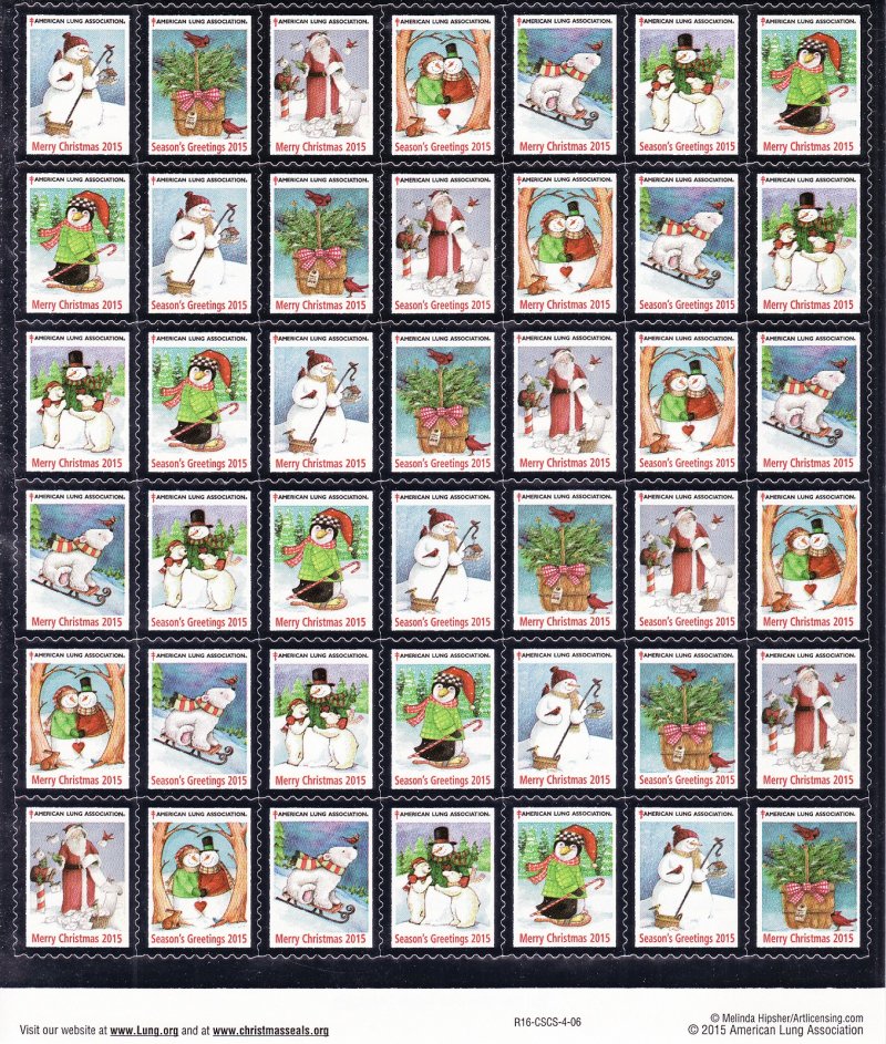  115-T1x, 2015 U.S. Test Design Christmas Seals Sheet, R16-CSCS-4-06