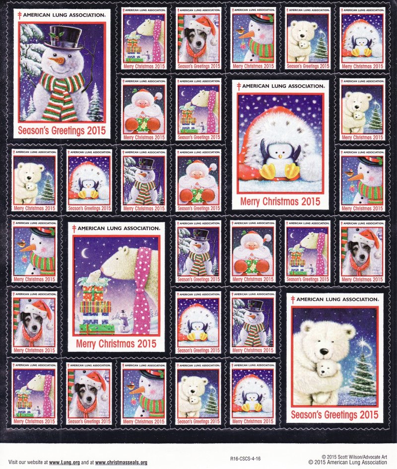    115-1x4, 2015 U.S. National Christmas Seals Sheet, R16-CSCS-4-16