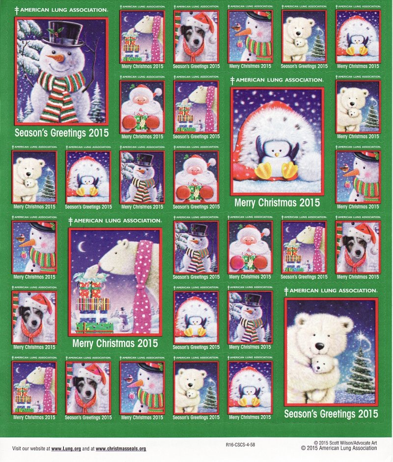    115-1x5, 2015 U.S. National Christmas Seals Sheet, R16-CSCS-4-58
