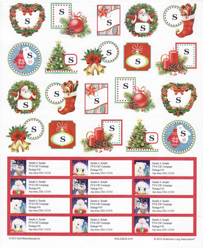 115-1.6x, 2015 ALA Christmas Seal Stickers & Labels, R16-CSCS-5-01