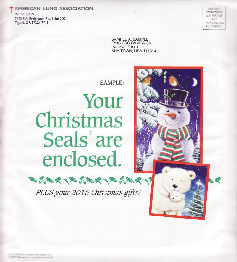       115-1.1pac, 2015 ALA National Design U.S. Christmas Seal Packet