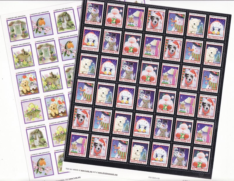    2015 U.S. Christmas Seals & U.S Spring Charity Seals Sheet Collection