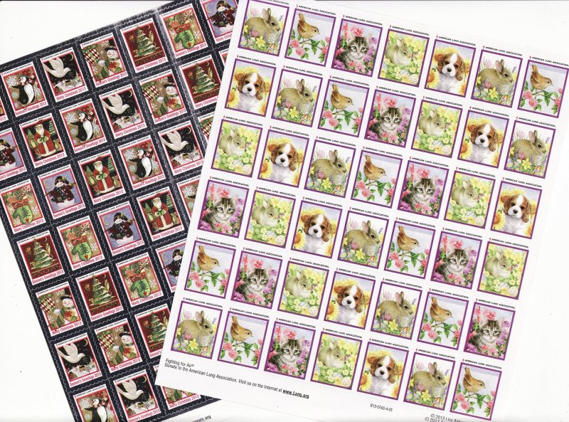    2013 U.S. Christmas Seals & U.S Spring Charity Seals Sheet Collection