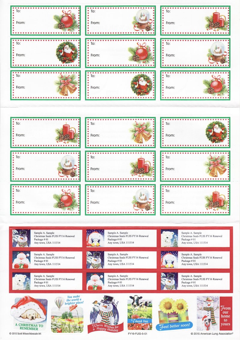 2015-1.6x2, 2015 ALA Gift Tags, Address Labels, Christmas Stickers
