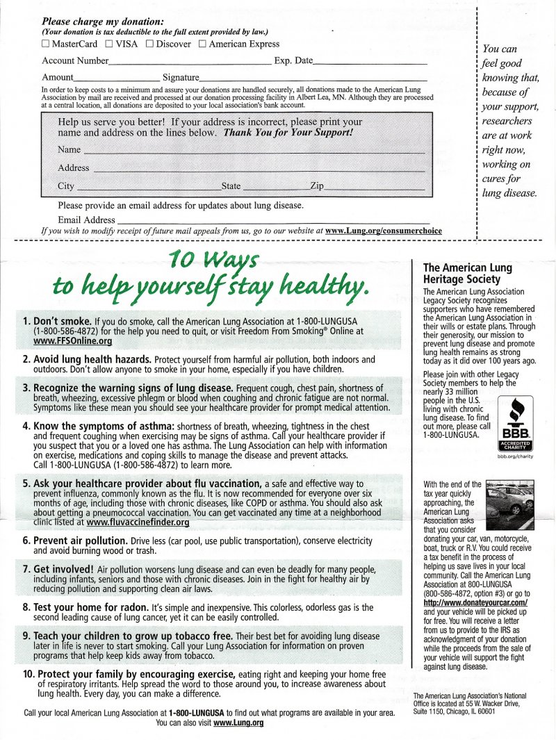 2015 ALA U.S. Christmas Seal Renewal Campaign Letter, reverse of letter