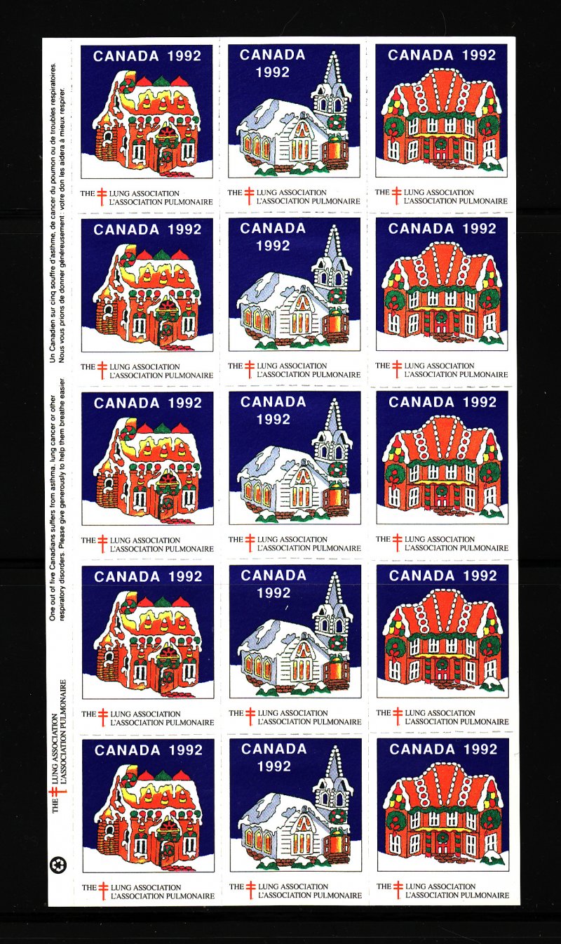 Canada 82Kx, 1992 CLA Canada Christmas Charity Seals Sheet