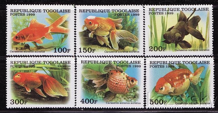 Togo 1894-99, 1899A, Goldfish Stamps, S/S, MNH