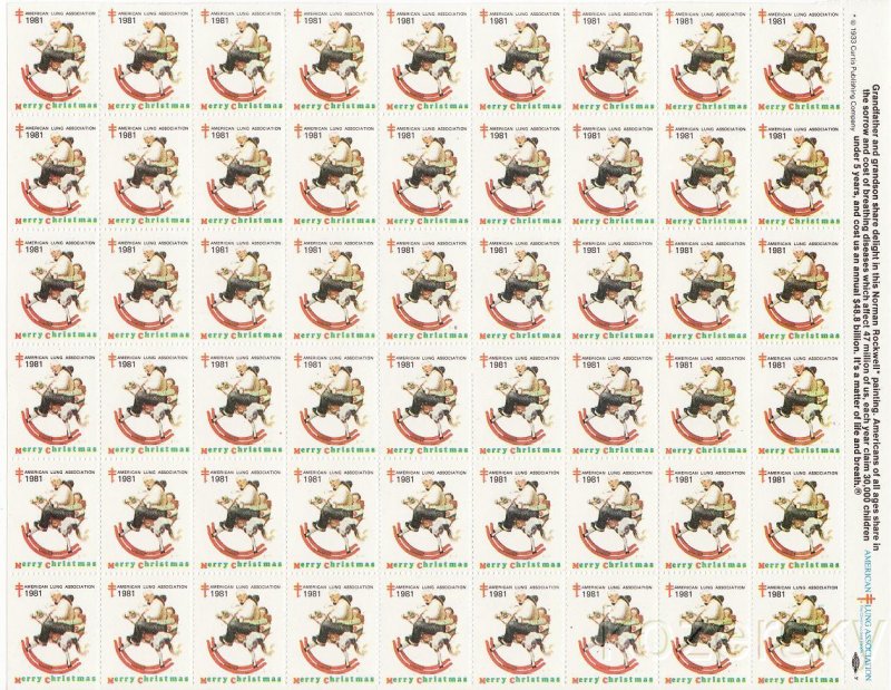 1981-1x, 1981 U.S. National Christmas Seals Sheet, pm S