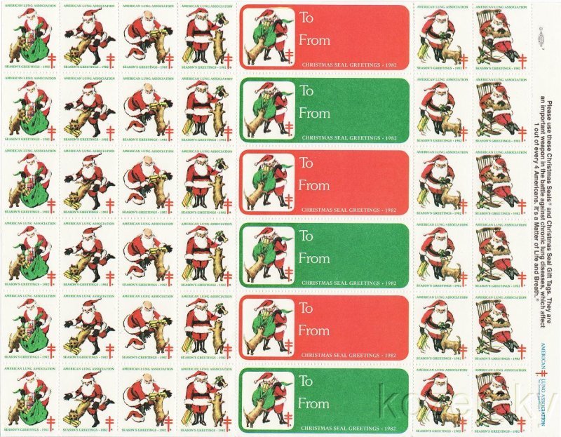  82-2xA, 1982 U.S. National Christmas Seals Sheet, pm F