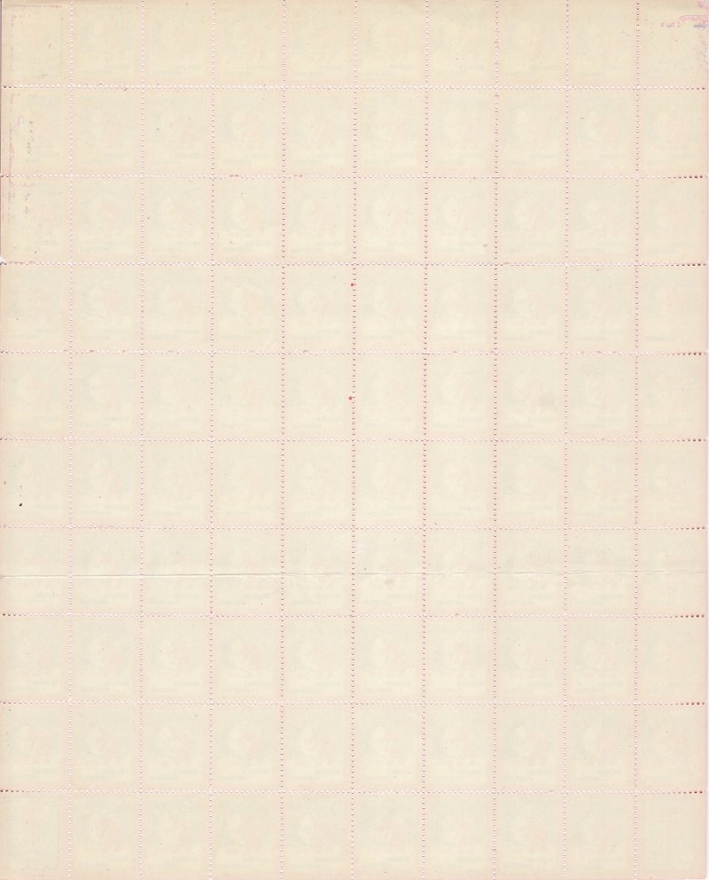 Canada 17x, 1935 Canada Christmas Seals Sheet, English Text, w/faults - crease across sheet on row 7