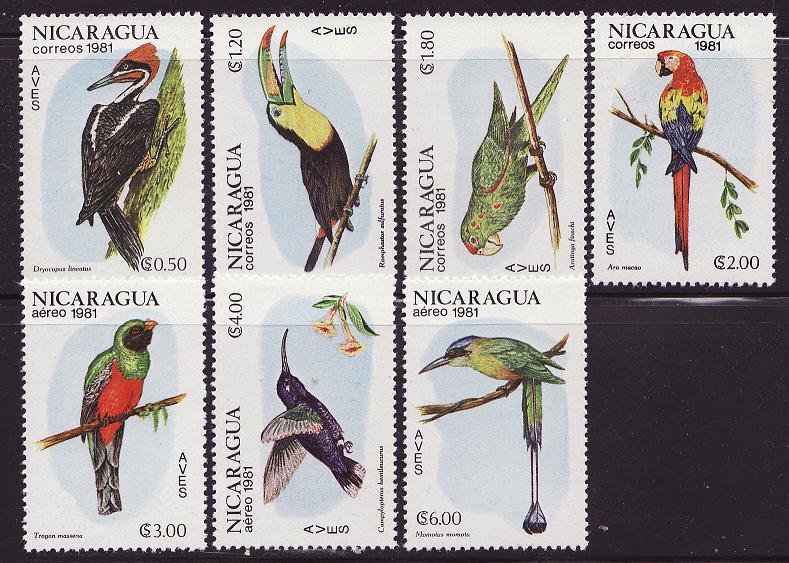 Nicaragua 1125-8, C986-8, Birds Stamps, MNH 