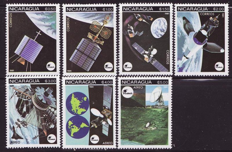 Nicaragua 1129-32, C989-91, Space Communications Stamps, MNH