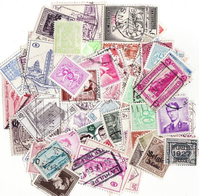 Belgium Stamp Packet, 100 different stamps from Belgium