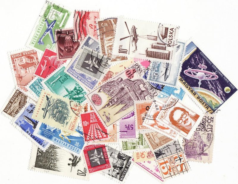  Worldwide Airmail Stamp Packet,  75 different Worldwide Airmail stamps