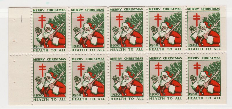 1930-1.4x, WX55d, 1930 U.S. Christmas Seals Plated Booklet Pane Set, pos 1