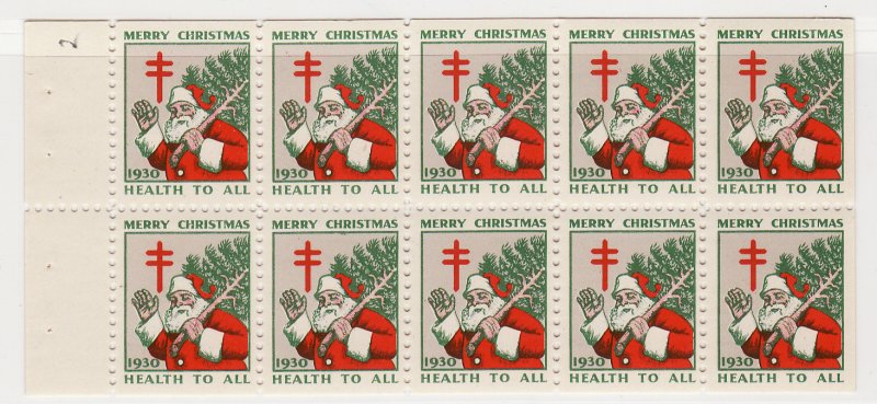 1930-1.4x, WX55d, 1930 U.S. Christmas Seals Plated Booklet Pane Set, pos 2