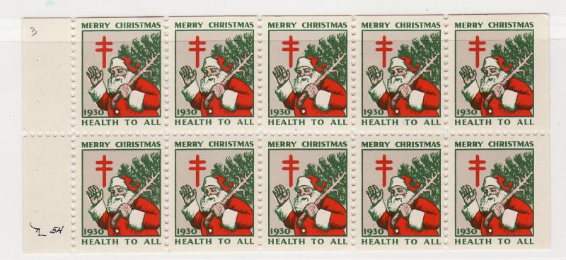 1930-1.4x, WX55d, 1930 U.S. Christmas Seals Plated Booklet Pane Set, pos 3