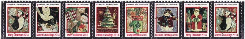 113-1, 2013 ALA National Design U.S. Christmas Seals, As Required Strip of 8
