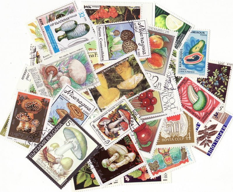 Fruits & Vegetables on Stamps, Topical Stamp Packet,  50 different stamps