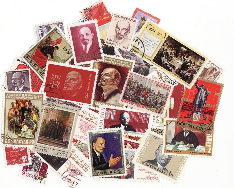  Lenin & Marx on Stamps, Topical Stamp Packet,  50 different stamps