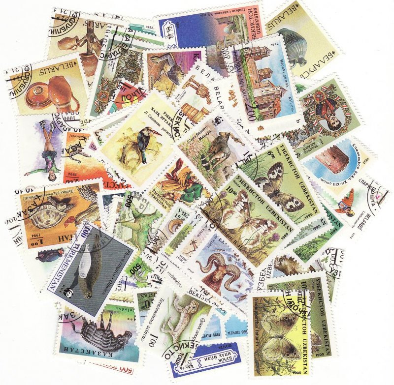 Russia New Republics Stamp Packet, 100 different stamps from Russia