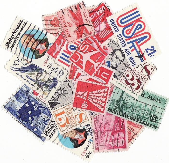 U.S. Airmail Stamps, Stamp Packet Collection, 25 different stamps