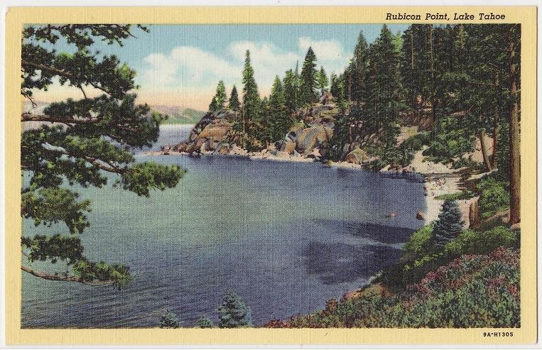 Rubicon Point, Lake Tahoe, California, Linen Postcard